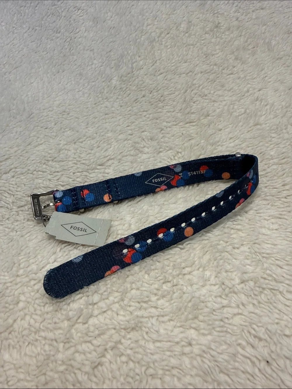 Fossil Q Strap Size 14 Multicolor Polka Dot Print